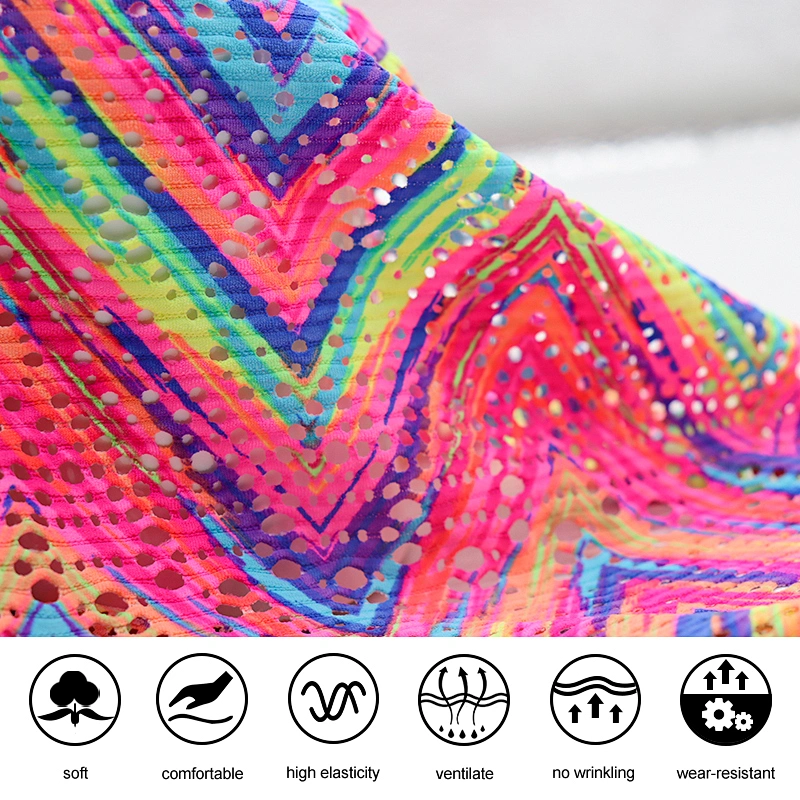 Elastic mesh printed knitted fabric